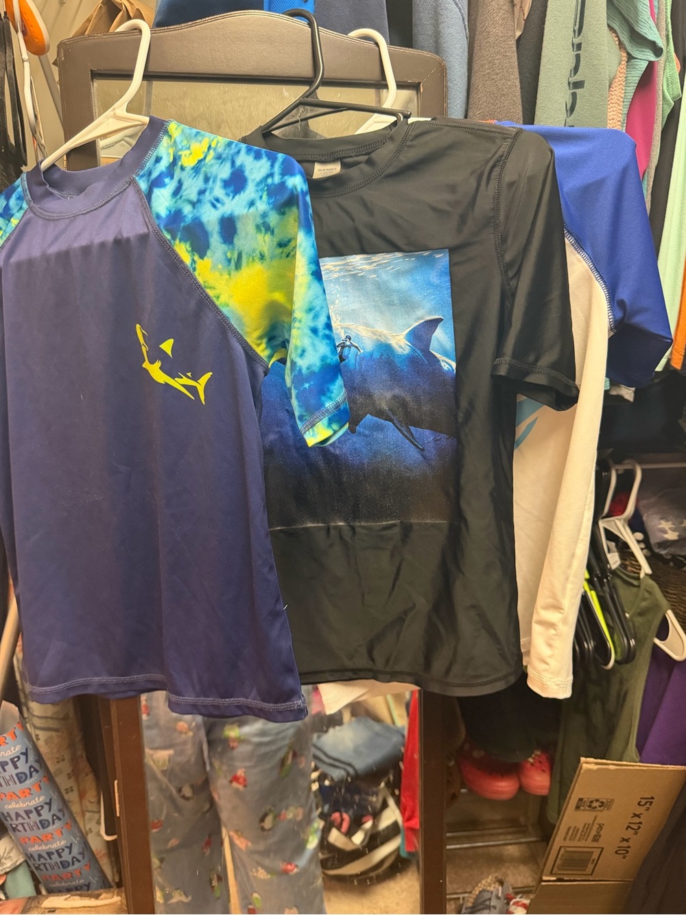 Kids Navy Blue & Tie-Dye Short Sleeve Swim Shirt - Unbranded